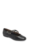 Wonders Asymmetric Double Strap Flat In Black Leather