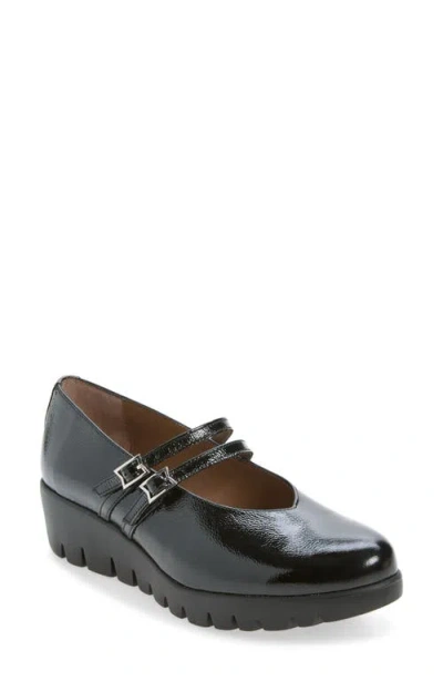 Wonders Double Strap Mary Jane Wedge Pump In Black