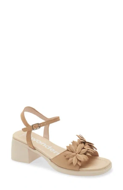 Wonders Flower Ankle Strap Slide Sandal In Brown