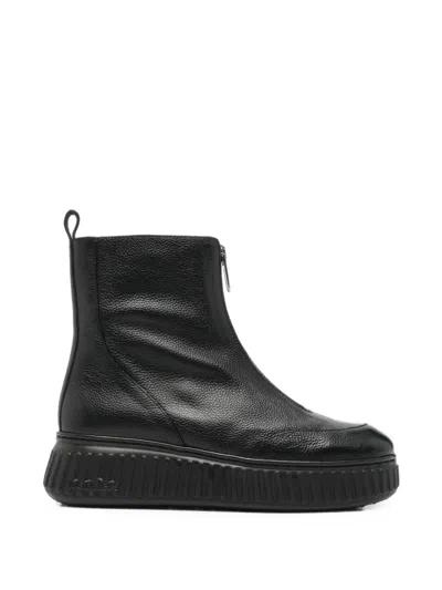 Wonders Front-zip Grained-leather Boots In Black