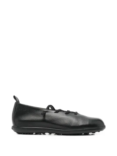 Wonders Lace-up Leather Ballet Flats In Black