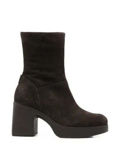 Wonders Lady 101 Suede Platform Ankle Boots In Brown