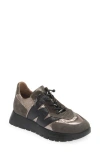 Wonders Oslo Pewter Metallic Suede & Nylon Trainers In Grey Black Lead Combo