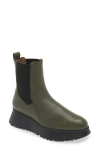 Wonders Platform Chelsea Boot In Algae Tumbled Lea