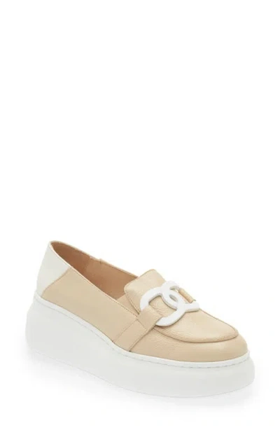 Wonders Platform Loafer In Natural/off-white Leather