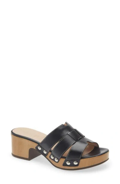 Wonders Platform Slide Sandal In Black