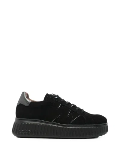 Wonders Platform Suede Sneakers In Black