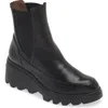 Wonders Platform Wedge Chelsea Boot In Black Leather
