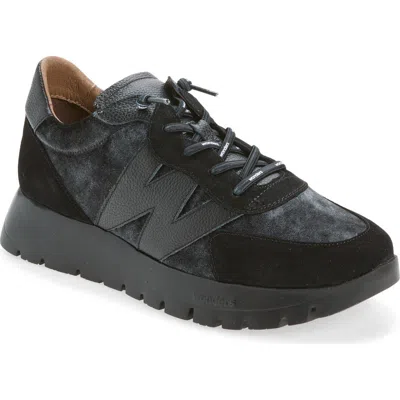 Wonders Velvet Platform Sneaker In Black