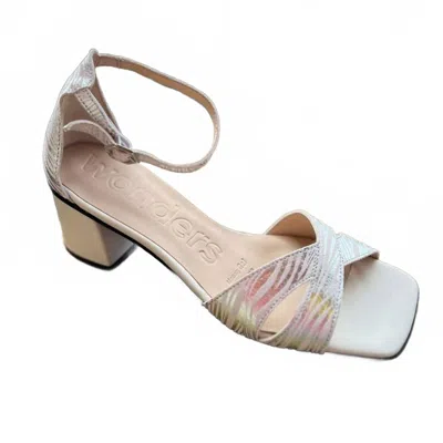 Wonders Women's Silver Print Sandal In White Multi