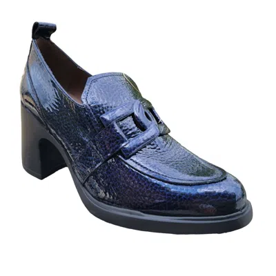 Wonders Women's Subu Patent Heeled Loafer In Caribu Noche (navy Patent) In Blue