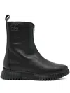 Wonders Zip-front Textured Leather Boots In Black