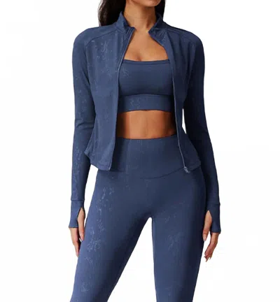 Wonderxfans Cassie Zip Up Jacket In Navy In Blue