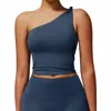 Wonderxfans Lydia One Shoulder Top In Navy In Blue