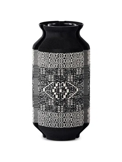Wontek No.4 Geometric Woven Vase In Black