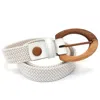 Wood Belt Women's White  Yellowstone Clever 317 - Walnut Wood Braided Cotton Belt In White