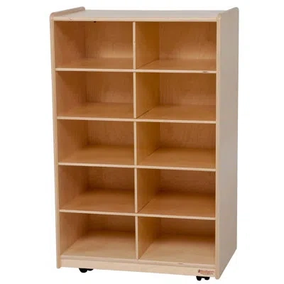 Wood Designs 10 Compartment Cubby With Casters In Natural;gloss