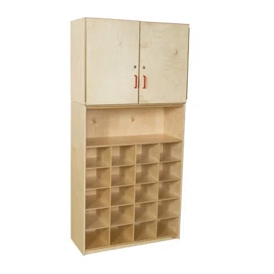 Wood Designs 20 Tray Vertical Storage Cabinet With Assorted Pastel Trays In Brown