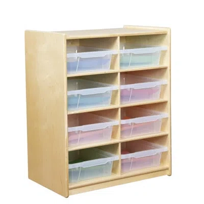 Wood Designs (8) Cubby Letter Tray Storage Unit W/translucent Trays In Brown