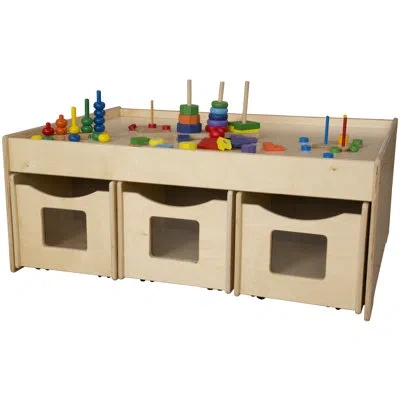 Wood Designs Activity Island With Rolling Storage In Brown