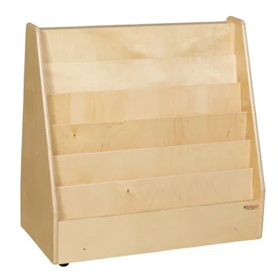 Wood Designs Book Storage & Display With Markerboard, (4) Translucent Letter Trays In Natural;gloss