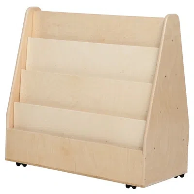 Wood Designs Contender Double Sided 8 Compartment Book Display With Caster In Natural;gloss