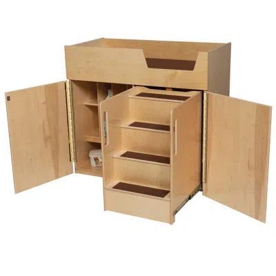 Wood Designs Deluxe Infant Care Center Changing Table With Pad In Brown