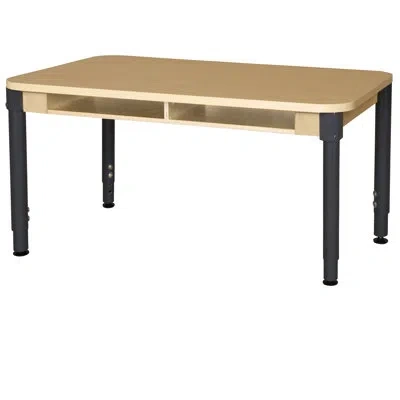 Wood Designs Four Seat Student Desk With Adjustable Legs 18"-29" In Brown