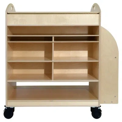 Wood Designs Maker's Double Sided 2 Compartment Teaching Cart With Casters In Gloss