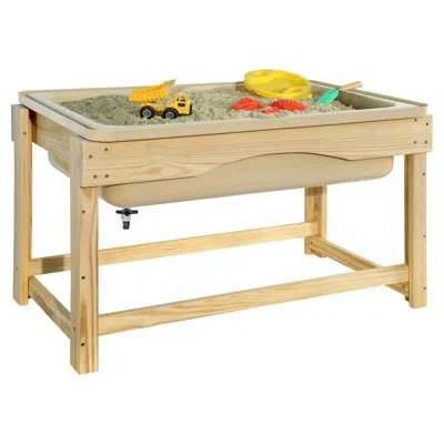 Wood Designs Outdoor Solid Wood Rectangular Sand And Water Table In Natural
