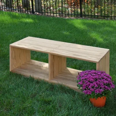 Wood Designs Outdoor Spaces Wooden Storage Bench In Beige