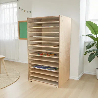 Wood Designs Puzzle And Paper Storage Center In Brown