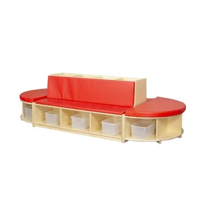 Wood Designs Read-a-round Double-sided Bench Package With Trays In Red