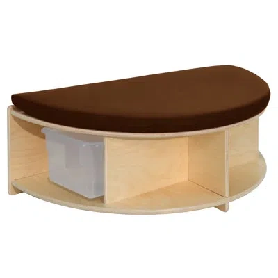 Wood Designs Read-a-round Half Moon Bench With Brown Cushion And Trays In Natural