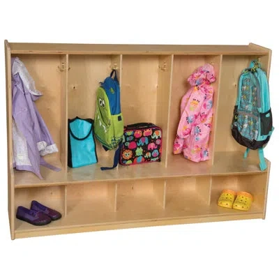 Wood Designs Toddler 36.75"h, 5 Section Locker In Brown