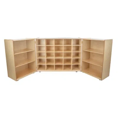 Wood Designs Tray Tri-fold Storage With (25) Translucent Trays In Brown