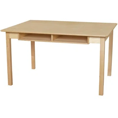 Wood Designs Two Seat Desk With 16" Hardwood Legs In Brown