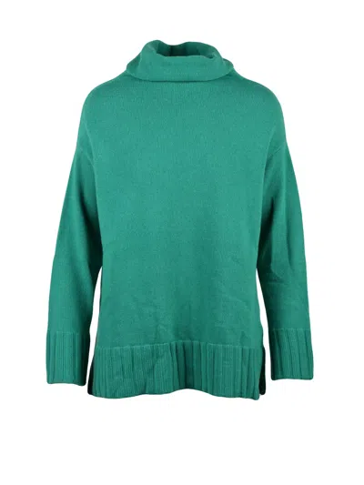 Wood High Neck Pullover Sweater In Virgin Wool And Cashmere Blend In Green