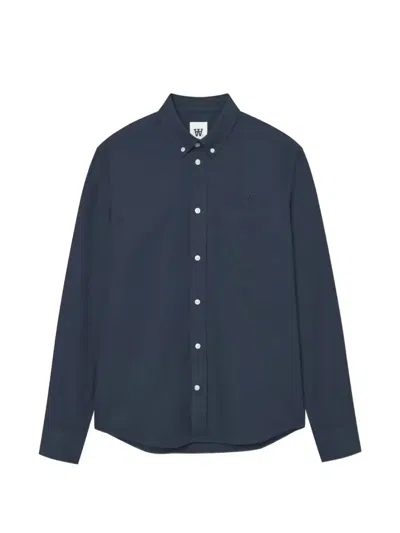 Wood Wood Adam Buttoned Embroidered Shirt In Blue