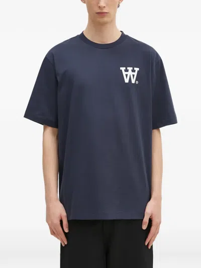 Wood Wood Asa Logo T-shirt In Blue