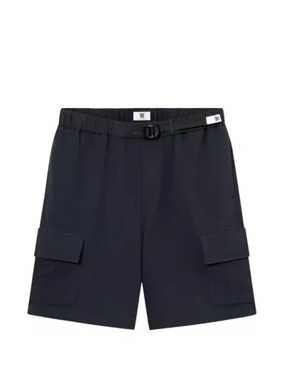 Wood Wood Cargo Belt Shorts In Blue