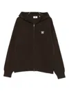 Wood Wood Embroidered-logo Zip-up Hoodie In Brown