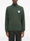 Wood Wood Half-zip Logo-detaill Sweater In Green