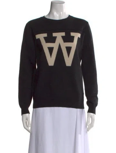 Pre-owned Wood Wood Lambswool Graphic Print Sweater In Black