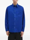 Wood Wood Long-sleeve Collared-neckline Shirt In Blue
