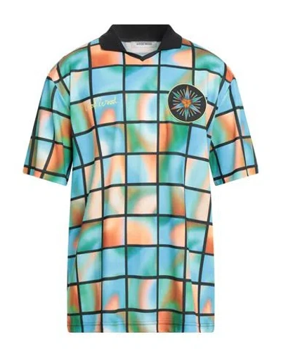 Wood Wood Man Polo Shirt Green Size L Polyester, Elastane In Multi