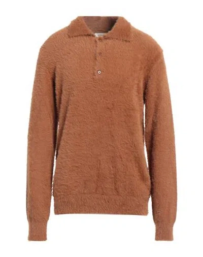 Wood Wood Man Sweater Camel Size Xl Polyamide In Brown