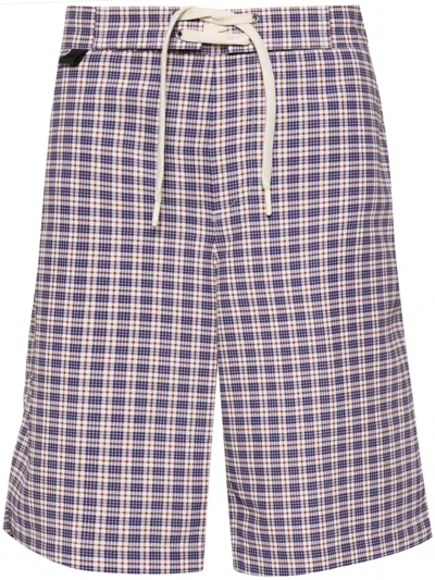 Wood Wood Plaid Check-print Shorts In Blue