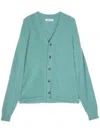 Wood Wood V-neck Knit Cardigan In Green