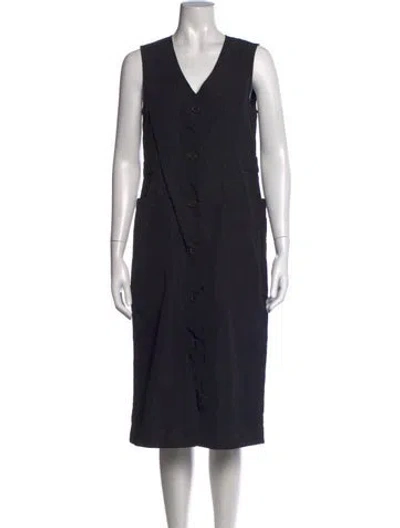 Pre-owned Wood Wood V-neck Midi Length Dress In Black